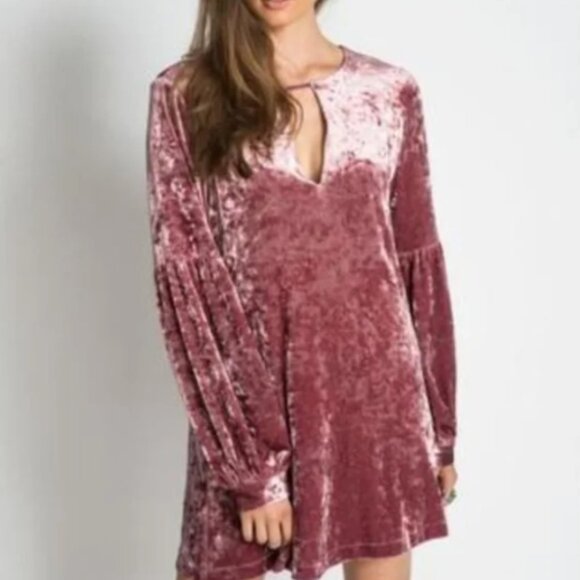 Muche and Muchette Velvet Dress Loose Pink Crushed Velvet Size Medium Large M/L - Picture 1 of 15